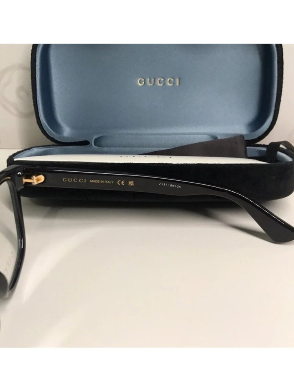 Luxury New Authentic Gucci GG1344O 005 Black Square Eyeglasses - Picture 5 of 14